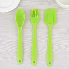 3 Piece Silicone Spatula Spoon & Brush Cooking Utensil Set | Heat Resistant for Baking & Cooking