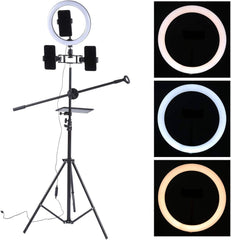 Ring Light Sound Card Tray with Live Microphone Stand | Adjustable Threaded Clamp Clip | Tripod Bracket Accessories with Mobile Phone Holder