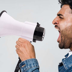 Portable Megaphone Bullhorn 25W Rechargeable with siren, music, recording & adjustable volume. Lightweight with strap.