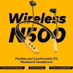 N500 Halter-neck Headphones. 75-hour battery life with flexible, comfortable neckband design for all-day wear.