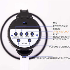 Portable Megaphone Bullhorn 25W Rechargeable with siren, music, recording & adjustable volume. Lightweight with strap.