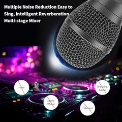 Wireless Bluetooth Speaker with 2-Piece Microphone Set | Portable Karaoke System for Home, Parties, and Events (Black)