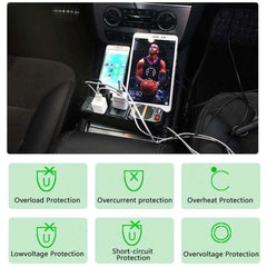 200W Car Power Inverter - DC 12V to AC 220V Converter with 2 AC Outlets, 4 USB Ports & Cigarette Lighter Socket