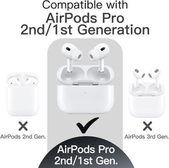 Silicone Case for AirPods Pro 2nd/1st Gen. Shockproof cover with keychain, hard PC interior & visible LED. 2023-2019 models.