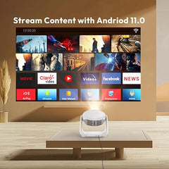 Smart Android 11.0 1080P Projector – 5G WiFi Lamp Portable | 4K Support | HD Video Home Theater Experience | Ultimate Entertainment Solution