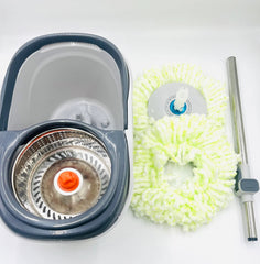 Clean Smart Spin Mop Twin Split Bucket | 360 Wet & Dry Spin Floor Mop with Disinfectant Bottle & 2 Mop Pads | Hygienic Space-Saving Cleaning Tool for Home & Office