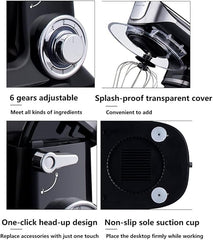 Electric Stand Mixer | Multifunctional Planetary Blender & Food Processor | Perfect Kitchen Appliance and Gift for Housewives (Color: Black)