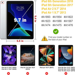 360° Rotating Case for iPad Air 1&2 " (2018/2017/9.7 inch) - Auto Sleep/Wake Stand Cover with Multi-Angle Viewing (Multi Colour)