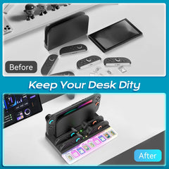 Switch 2 Charging Dock Station - Controller Charger with 7 RGB Lights, 9 Game Slots & Cooling Fan
