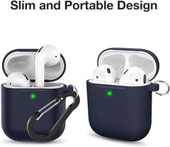 Soft Silicone Protective Case Cover for AirPods 2 & 1 | Front LED Visible | Midnight Blue | Durable and Stylish Protection
