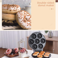 MST-211B Electric Mini Donut Maker - 7 Donut Capacity, Non-Stick & Double-Sided Heating for Quick Breakfasts & Snacks