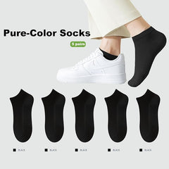 Men's Breathable Cotton Ankle Socks - 6 Pairs, Lightweight & Comfortable for All Seasons (Black)