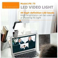 PK79 Mini LED Video Light - 6000K Dimmable 5.5W Fill Lamp with Universal Mount for DSLR, Phone & Laptop