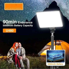 U480 LED Video Light - 5000mAh Rechargeable Camera Light, 10-100% Dimmable, 3200-5600K Bi-Color for Photography/Videography