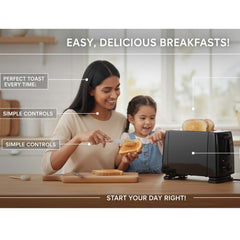 OE-505 2-Slice Toaster. Compact toaster with auto pop-up and removable crumb tray for easy cleaning. Simple & efficient.