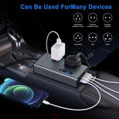 200W Universal Socket Power Inverter DC to AC Converter – 12V/24V Car Inverter with USB Charging Ports for Phones & Tablets, Multi-Purpose Charging