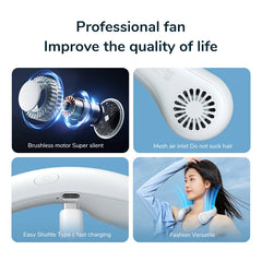 Mini Neck Fan - Bladeless Rechargeable Personal Cooler, 3-Speed Portable Air Circulator for Outdoor/Sports/Summer, Hands-Free Design