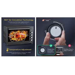 55L Electric Countertop Oven OE-1419 w/ Rotisserie & Convection - Auto Shut-Off, Stainless Steel Heating for Baking/Toasting/Broiling