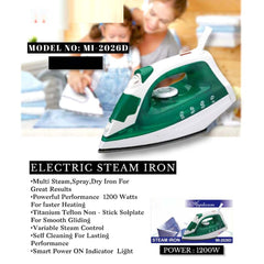 MI-2026D Steam Iron - 1200W Powerful Steamer with Spray Function & Extra Large Water Tank