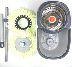 Clean Smart Spin Mop Twin Split Bucket | 360 Wet & Dry Spin Floor Mop with Disinfectant Bottle & 2 Mop Pads | Hygienic Space-Saving Cleaning Tool for Home & Office