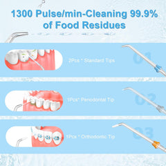 Cordless Water Dental Flosser - 5 Cleaning Modes, IPX7 Waterproof, Portable Oral Irrigator for Home & Travel (Black)