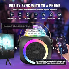 Karaoke Machine – Party-Ready Bluetooth Speaker with UHF Wireless Microphones and Disco Ball LED Lights