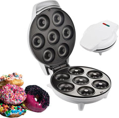 MST-211B Electric Mini Donut Maker - 7 Donut Capacity, Non-Stick & Double-Sided Heating for Quick Breakfasts & Snacks