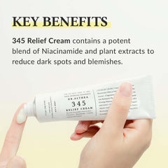 345 Relief Cream - Daily Face Moisturizer with Niacinamide & Panthenol, Soothing Blemish Care, Vegan Korean Skincare, 1.69oz