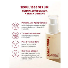 K-Secret SEOUL 1988 Serum with Retinal Liposome 2% & Black Ginseng – Anti-Aging, Wrinkle Care, Brightening & Firming Korean Face Serum 30ml