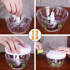 Easy Spin Cutter Hand Chopper | The Ultimate Onion, Garlic, and Vegetable Cutter | Effortless Manual Food Chopper for Quick and Easy Meal Prep