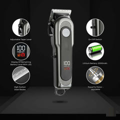 Pro Cordless Hair Clipper - 6500 RPM Rotary Motor, 240min Runtime, Digital Display, Taper Lever (Multi-Colour)