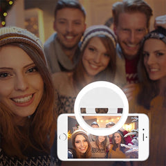Rechargeable Clip-on Selfie Ring Light - 36 LED Phone Light Compitable for iPhone/Android (Multi-Color)