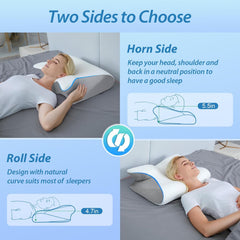 Memory Foam Cervical Pillow - 2-in-1 Ergonomic Orthopedic Pillow for Neck Pain Relief, All Sleeping Positions