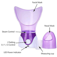 Facial Steamer | Professional Steam Inhaler for Face Sauna Mask | Moisturizer for Sinuses with Aroma Diffuser | Beauty and Care (Purple)