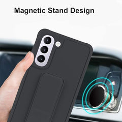 Slim Protective Case for Samsung Galaxy S21 to S24 Plus 5G (6.7 Inches) | Leather Hand Strap Holder & Kickstand | Black