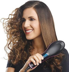 Simply Straight Ceramic Hair Straightening Brush | Black/Pink | Safe, Damage-Free Hair Styling