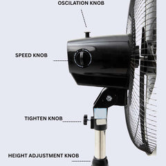 MSFV-1820 18" Luxury Stand Fan - 5-Speed Remote Control, Ultra-Quiet 25dB, Adjustable Height for Home/Office