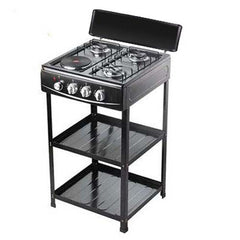 4-in-1 Gas Stove: 3 Burner + Hot Plate with Stand – Durable & Efficient Cooking Solution