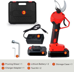 Cordless Electric Pruning Shears - Garden Tree Branch Pruner with 30mm Cutting Diameter, 2 Rechargeable 2Ah Lithium Batteries, 6-8 Working Hours, Ideal for Fruit Tree Branches