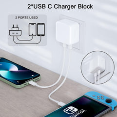 35W Dual USB-C PD Fast Charger - Foldable Compact Wall Adapter Compitable for iPhone 12-14, iPad, Samsung Galaxy, Huawei, Xiaomi & More