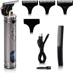 KM-700H Professional Cordless Hair Clipper. LCD display, 1500mAh USB rechargeable, adjustable blades & metal body for barbers.