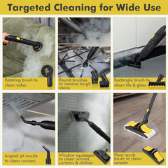 Pressurized Steam Cleaner 2000W. 2.0L tank with pressure gauge & German tech for carpets, cars & windows. Sanitizes & cleans.