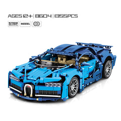 Classic Pull Back Super Sports Car DIY Bricks Set. Buildable racing car toy with pull-back motor for kids. 200+ pieces.