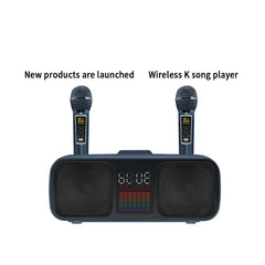 S39 Karaoke Speaker | Dual Horns, Wireless Dual Microphones | Mobile Entertainment & TV Karaoke All-In-One (Grey)