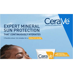 CeraVe Hydrating Mineral Sunscreen Face Lotion SPF 30 with Sheer Tint – 100% Mineral Filter, Broad Spectrum Protection & Healthy Glow Finish