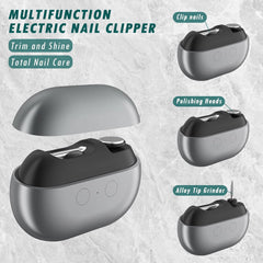 2-in-1 Electric Nail Clipper & File - USB Rechargeable Manicure/Pedicure Kit with LED Light, 2 Speeds for Professional Results
