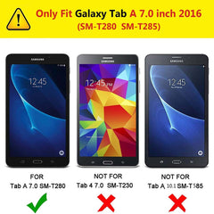 360° Rotating Stand Cover Compitable for Galaxy Tab A 7.0" 2016 Case - SM-T280/T285, Full Protective PU Leather Case (Multi)