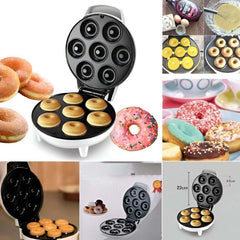 Household Electric Donut Maker - Double-Sided Heating Donut & Bread Machine, Cake Baking Pan, Non-Stick Breakfast Maker Oven for Homemade Donuts, Cakes, and Mini Bread - Easy-to-Use, Compact & Fast Heating, Ideal for Breakfast and Snacks