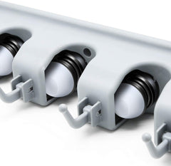 Tool Holder with Wax Handlebar | Wall-Mounted Mop Holder with 6 Hooks & 5 Quick-Release Clamps | Organize Mops, Brooms, and Tools