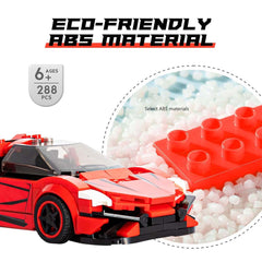 Come Alive 1:20 Scale Supercar. 288-piece red supercar building set with industrial flair. Ideal gift for kids & adults.